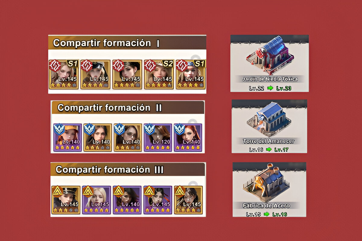 Formaciones por facción